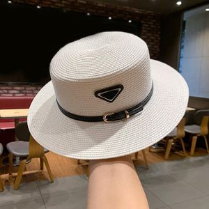 Designer masculino chapéu de palha de luxo branco preto lindo menina decorativa largura gorras dia de Natal Presente unissex cinto de couro praia boné feminina lavável pj066 c23