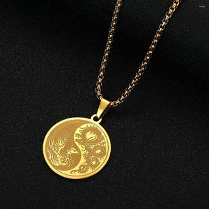 Naszyjniki wisiorek Chengxun ze stali nierdzewnej Yin Yang Naszyjnik Kobiety Mężczyźni Smok i Phoenix Balans Unisex Geomertic Jewelry Gift