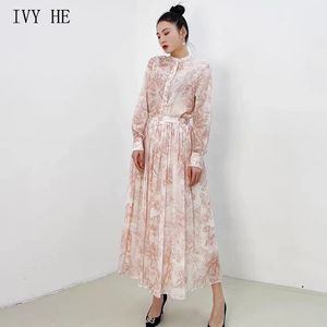 ثوب من قطعتين اللبلاب Ivy He Designer Vintage Gress Suit Women's Fashion Jungle Print Loose Top Midi Skirt Summer Summer Set Za Traf 230323