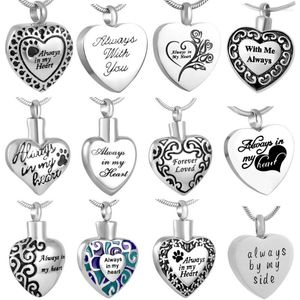 Pendant Necklaces Always In My Heart Stainless Steel Memorial Ashes Cremation Jewelry For