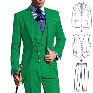 Męskie garnitury kolorowe 3 -częściowe kostium mężczyzn garnitur Homme Groom Tuxedo na ślub Slim Set Male Blazer Therno Masculino (kamizelka spodni)