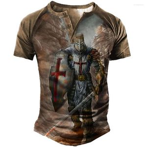 Męskie koszulki T SHIRTS MĘŻCZYZNA BAWECZNA Koszula dla mężczyzn 3D Printed Templar Knight Gothic V-duth z krótkim rękawem.