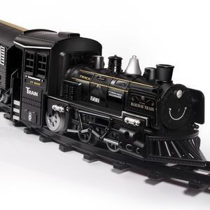 Electric RC Track Symulacja Model pociągu parowego Model Railway Classical Freight Toy Boy with Smoke Children's Gift 230323