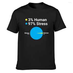 Men's T Shirts 3 Percent Human 97 Stress Anxiety Pie Shirt Novelty Crew Neck Interesting Printing Cotton Fashion Clothing