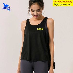 Camisoles Tanks 2021 Summer Breaable Mesh Yoga Blouse V Women Qui Dry Running Sleeveless Shirt Gym Fitness Crop Top Singlet Customize Z0322