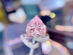 Küme Yüzükleri Hn Morganite Halkası 6.56CT Fine Mücevher 18K Altın Doğal Pembe Beryl Heliodor Takı Kadınlar İçin