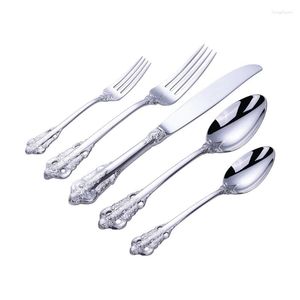 Dinnerware Sets 1PCS Disposable Imitation Metal Plastic Gold Silver Carved Embossed Cutlery Western Wedding Party Tableware Set