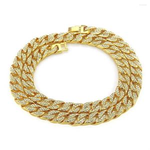 Łańcuchy 14 mm Miami Curb Cuban Chain Rhinestone Choker Naszyjnik Pełny mrożony hiphop CZ Bling Bracelets Biżuteria dla mężczyzn kobiety