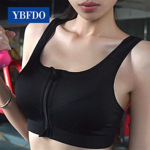 Camisoles Tanks YBFDO Hot Women Zipper Push Up Sports Bras V Shoproof Breaable Gym Fitness Aletic Running Yoga Underwear High Quality Z0322