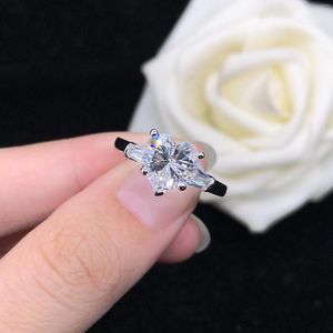 Cluster Rings 2Ct Heart Shape Diamond Engagement Ring For Lover Real 18K 750 White Gold Woman Jewelry Forever Nice Finger