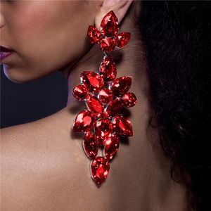 Dangle Chandelier Luxury Fashion Red Large Crystal Earrings Bohemian Wind Bridal Wedding Bling Crystal Earrings Exquisite Party Jewelry Wholesale 230323