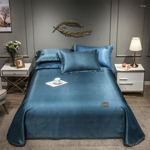 寝具セット2023 EST製品純粋な色刺繍アイスシルクマットベッドカバーフィットシート枕カバー3 PCSラグジュアリー