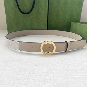 Fashion Women Men Designer Belt Classic Vintage White Beige Smooth Buckle Casual Belts Width 3.0cm High-quality Dress Belt Exquisite Gift Box