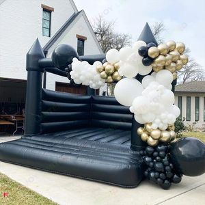 Toptan Taşınabilir Şişirilebilir Siyah Bounce House Full Pvc Düğün Bulma Kalesi Atlama Çadırında Hava Blower ile Parti Etkinliği