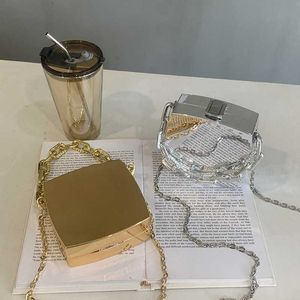 Evening Designer Clutch Bag Gold Silver Pvc Box Design Party 2024 Chain Shoulder Crossbody Trend Bags Mini Purses and Handbags