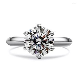 Anelli a cluster Meisidian Classic Six 18k White Gold 1 Moissanite Diamond Engagement Ring