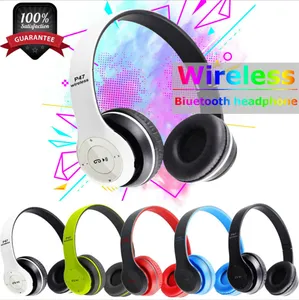 Fones de ouvido sem fio p47 5.0 fones de ouvido Bluetooth Bass dobrável HiFi suporta fone de ouvido estéreo de cartão TF com fone de ouvido de jogo de esportes de microfone