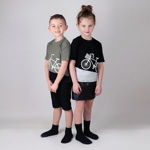 Kids Shirts Boy and girl bike tee top kids t shirt summer short sleeves long clothing children clothes horizontal rib round neck 230322