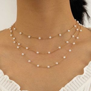 Pendant Necklaces 2022 NEW Party Wedding Collar For Women Gold Color Sparkling Clavicle Multilayer Chain Choker Necklace Jewelry Valentine's Day G Z0321