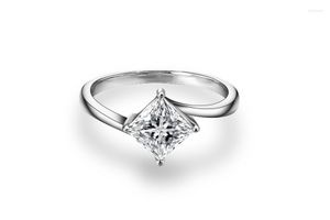 Cluster Rings 14k White Gold Ring With EF Color 1ct Princess Cut Moissanite For Gift.