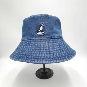Wide Brim Hats Bucket Hats Wide Brim Hats Vintage Tide Brand Kangaroo Washed Denim Bucket Hats Big Brim Fisherman Hat for Women Summer Flat Top Basin Hat Unisex