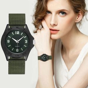 Wristwatches Women's Quartz Wrist Watches Clock Relogio Feminino Double Disc Imitation Canvas And Nylon Band Watch Analog