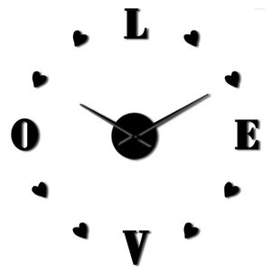 Zegary ścienne Nordic Modern Decor Love Mute Clock Sypialnia Dekoracja salonu 3D DIY Acryl Large