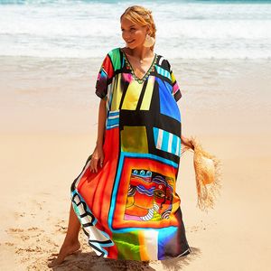 Domowe odzież kąpielowa stroju kąpielowego stroju kąpielowego Kaftan Bohemian Boho Maxi sukienka bawełniana lato vestidos mujer verano kimono Mujer 230323