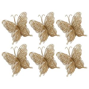 Decorações de Natal Ornamento de borboleta glitter 6pcs/conjunto clipe de artesanato DIY clipes de lantejoulas 3D Decorachristmas Artificial Decorachristmas