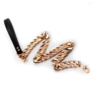 Chains For Small Medium Large Dog Chain Collar Leash Handle Leads PU Leather Metal Stainless Steel Necklace Adjustable Safety Control