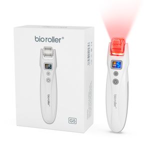 Bio G5 Mikronadel-Roller EMS Titan-Derma-Roller G5 Mikronadelung Mikrostrom-Vibrations-LED mit 2 Stück Rollenkopf-Lift, strafft die Haut, Anti-Akne-Narben