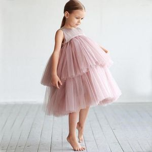 Sukienki dziewczynki mvozein ponadwymiarowe proste warstwy organzy kwiatowe sprzedaż celebrytów dzieci satynowe szarole