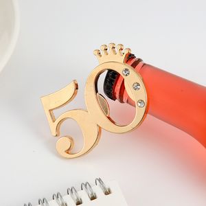 Wedding Anniversary Party Present Gold Imperial Crown Digital 50 Bottle Opener in Gift Box Chrome 50th Beer Openers dh999