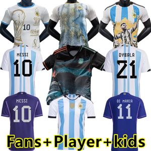 3 sterren Argentinië 2022 2023 voetballen Jerseys fans speler versie 22 23 mac allister dybala di maria martinez de paul maradona kinderen dames voetbal shirt