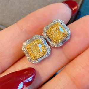 Baguette Stud örhänge AAAAA Zircon 925 Sterling Silver smycken Engagemang Bröllop örhängen för kvinnor lovar födelsedagspresent