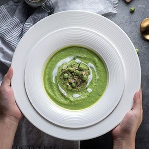 Plakalar Seramik Salata Derin Plaka Yaratıcı Beyaz Porselen Sofra Takımları Mutfak Yemek Takımı Servis İçin Büyük Kapasiteli Ev Restoran Yemekleri