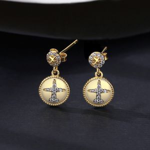 18k Gold Plated Zircon Airplane S925 Silver Dangle Earrings Brand Geometric Disc Design Luxury Earrings Fashion Sexy Women Jewelry Gift