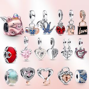 Charm 925 Sterling Silber Herz Einhorn Perle Klee Anhänger Spring Fit Pandora Original Armband Charm Damen Schmuck Liebesgeschenk