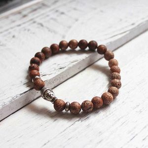 Strand 1 Pc 8MM Natural Stone Round Beads Beaded Bracelet Buddha Head Buddhism Jewelry NSB1026