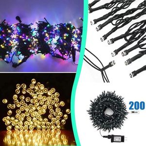 Dekoracje świąteczne 24 V Outdoor 20 m 200 Diods Wodoodporne baterie domowe imprezy dekoracyjne Wesela Tree String Light1