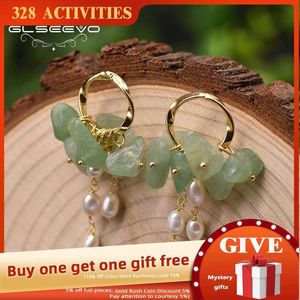 チャームGlseevo 925 Sterling Silver Jade Natural Freshwater White Pearl Drop Earrings Ear Pin Pin Woman Luxury Design Jewelry Ge0991c Z0323