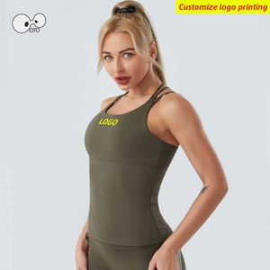 Camisoles Tanks Push Up lti Strap Cross Ba Sleeveless Running Shirts Women Gym Fitness Training Tank Top Yoga V Padded Sports Bra Custom Z0322