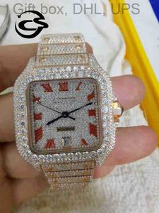 Lab Zircon Crystal OEM Watch Top Luxury Private Men Out Out Women Iced Ice Cube Arabian Skeleton VVS Moissanite Diamond 2V83