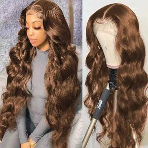Front lace wig cover Women's long curly hair Large waves Brown lace wig head cover hair wigs230323