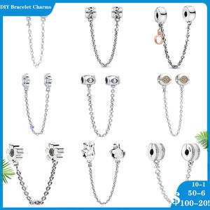 925 SIVER BEADS CHARMS PARA PANDORA CHARM BRACELETS Designer para mulheres brilhantes Flor Starfish Cat Chain Bead