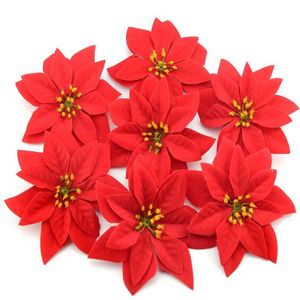 Grandi capolini di fiori di rose artificiali in flanella da 14 cm per la decorazione domestica di nozze Scrapbooking Fiori di seta dell'albero di Natale fai-da-te