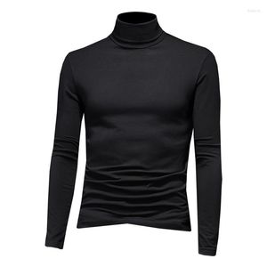 Herr t-skjortor 2023 Autumn and Winter Cotton High-Neck Bottoming Shirt Slim Long-Sleeved T-shirt tjock plus size Compassionate