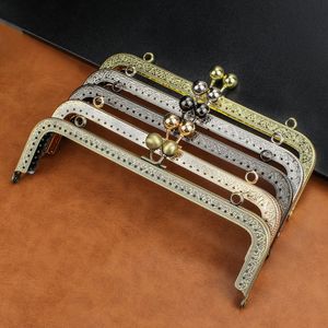 Taschenteile-Zubehör, 5 Stück, 20 cm, rechteckige Prägeperlen, Kuss, Metall-Geldbörsen-Rahmenverschluss, Nähschloss für DIY-Geldbörse, Tasche, modische Damen-Clutch-Taschen 230324