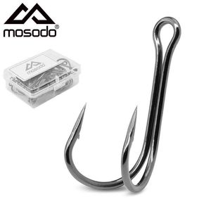 Fiskekrokar Mosodo 10st/set Lure Double Fishing Hooks Barbed Carp Fishhook Soft Worm Hook Fly Fishing Hook Accessories P230317
