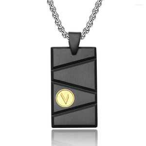 Chains Mens Stylish Geometric Rectangle Pendant Necklace For Men Link Chain Male Party Gift